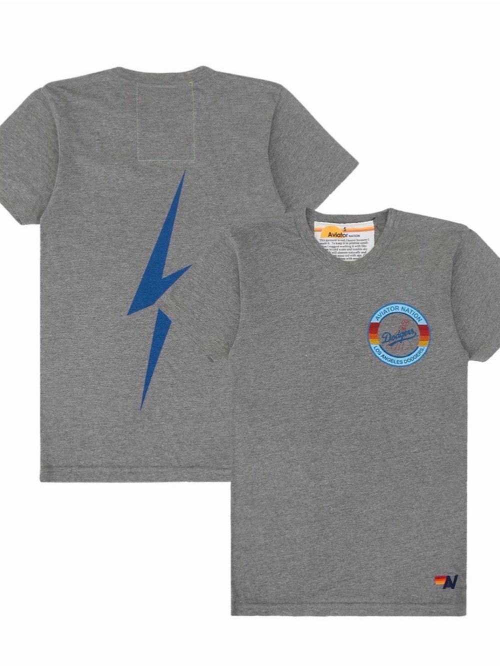 Los Angeles Dodgers Aviator Nation x MLB Unisex Bolt Tri-Blend T-Shirt - Heather